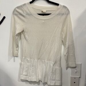 Moth Cream Knit Peplum Hem Top